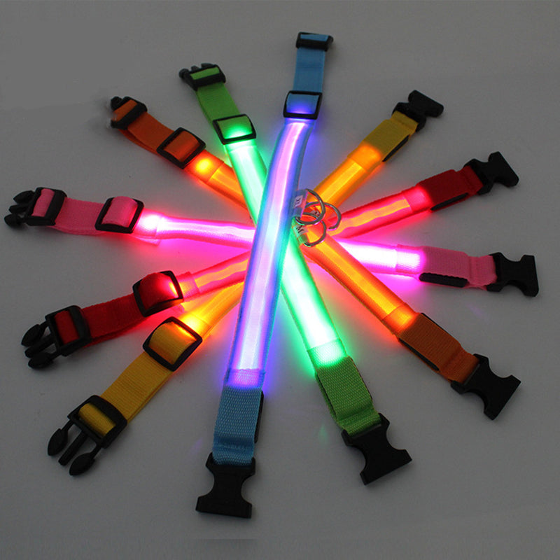 LED Luminous Collar Adjustable Glowing Dog Collar USB Rechargea  Flashing Anti-Lost/Avoid Car Accident Collar Dogs Pet Products