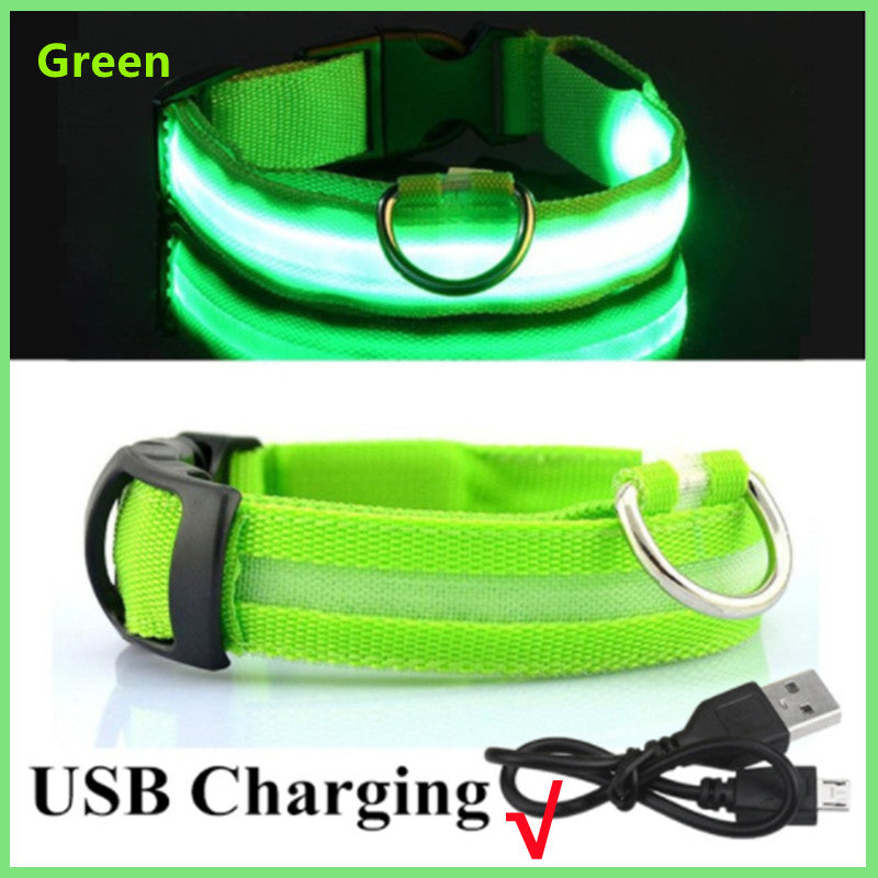 LED Luminous Collar Adjustable Glowing Dog Collar USB Rechargea  Flashing Anti-Lost/Avoid Car Accident Collar Dogs Pet Products
