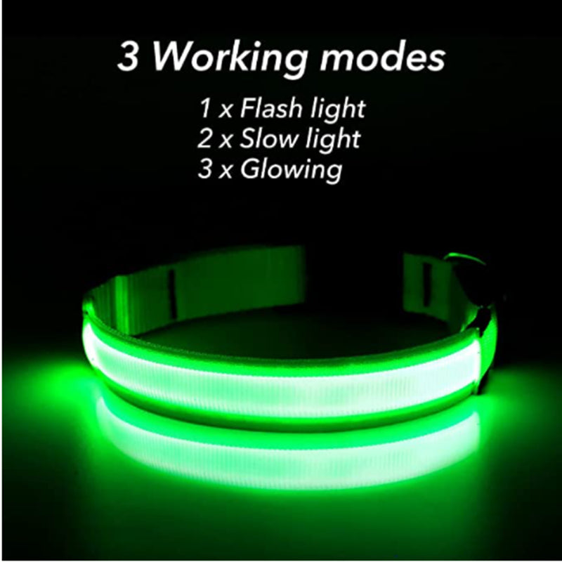 LED Luminous Collar Adjustable Glowing Dog Collar USB Rechargea  Flashing Anti-Lost/Avoid Car Accident Collar Dogs Pet Products