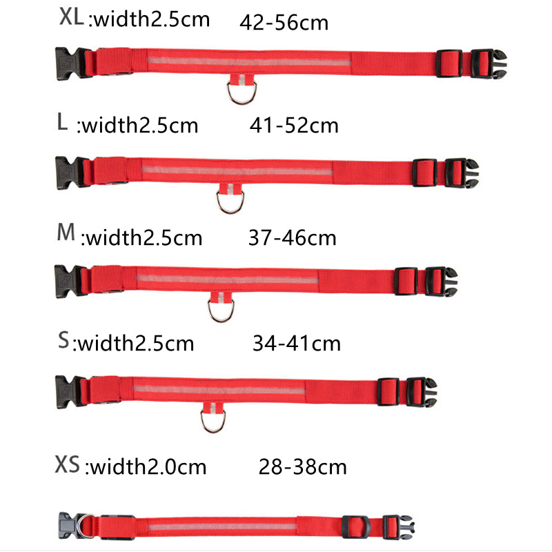 LED Luminous Collar Adjustable Glowing Dog Collar USB Rechargea  Flashing Anti-Lost/Avoid Car Accident Collar Dogs Pet Products