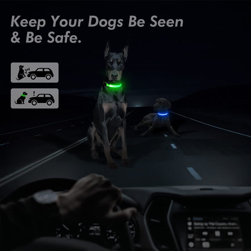 LED Luminous Collar Adjustable Glowing Dog Collar USB Rechargea  Flashing Anti-Lost/Avoid Car Accident Collar Dogs Pet Products